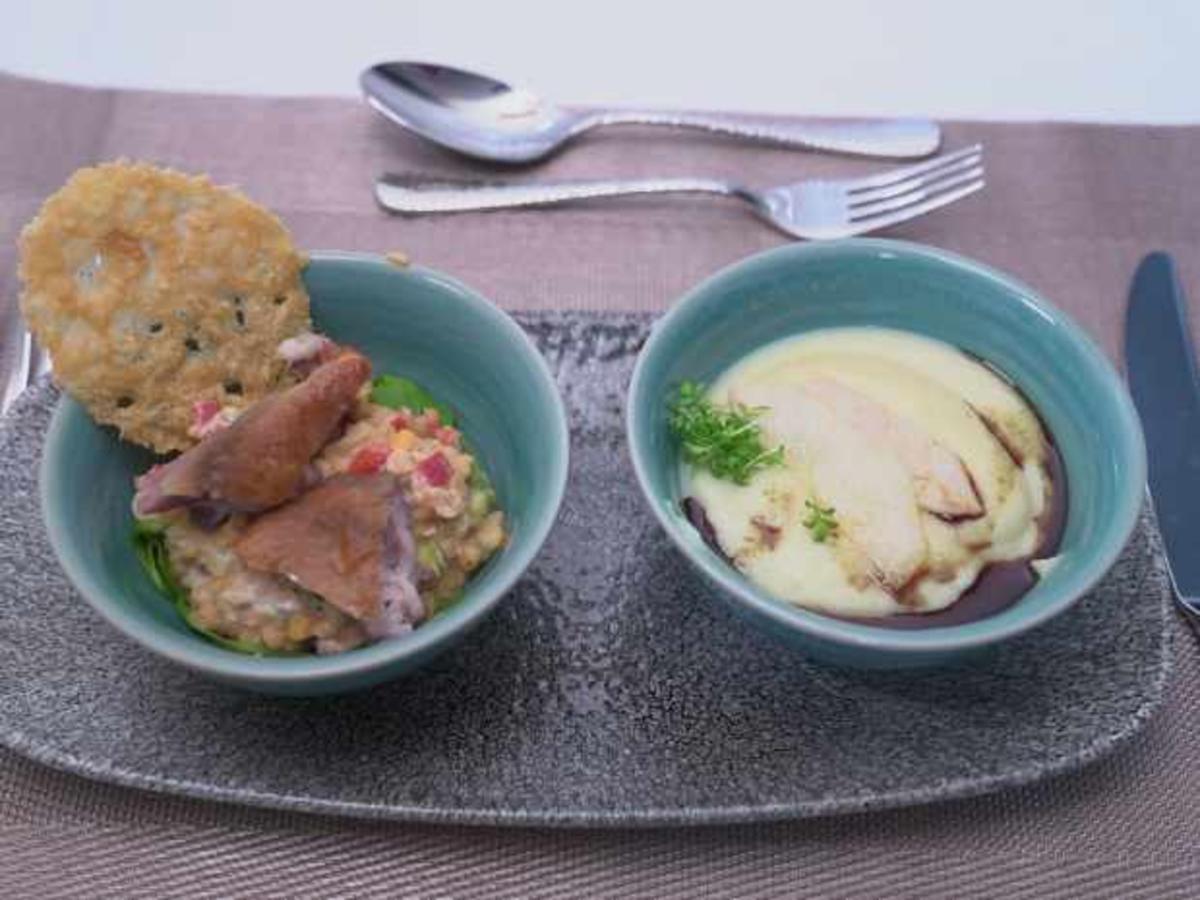 Pastinaken Suppe mit glasierten Birnenspalten und Linsensalat - Rezept - Bild Nr. 17053