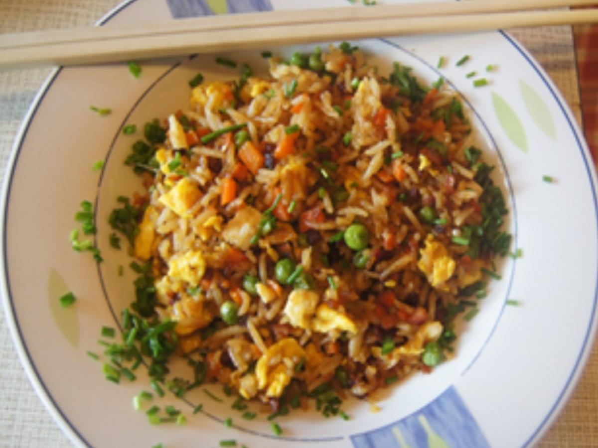 Gebratener Reis mit 3 Köstlichkeiten - Rezept - Bild Nr. 17079