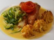 Skrei-Loins mit Zucchini-Tagliatelle und Herzoginkartoffeln - Rezept - Bild Nr. 2