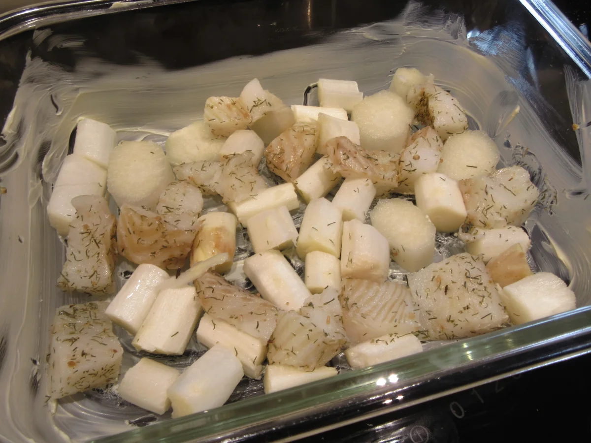 Auflauf: Grießauflauf mit Spargel und Heilbutt - Rezept - Bild Nr. 17069