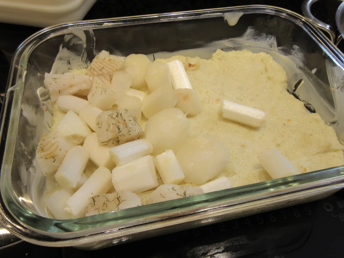 Auflauf: Grießauflauf mit Spargel und Heilbutt - Rezept - Bild Nr. 17071