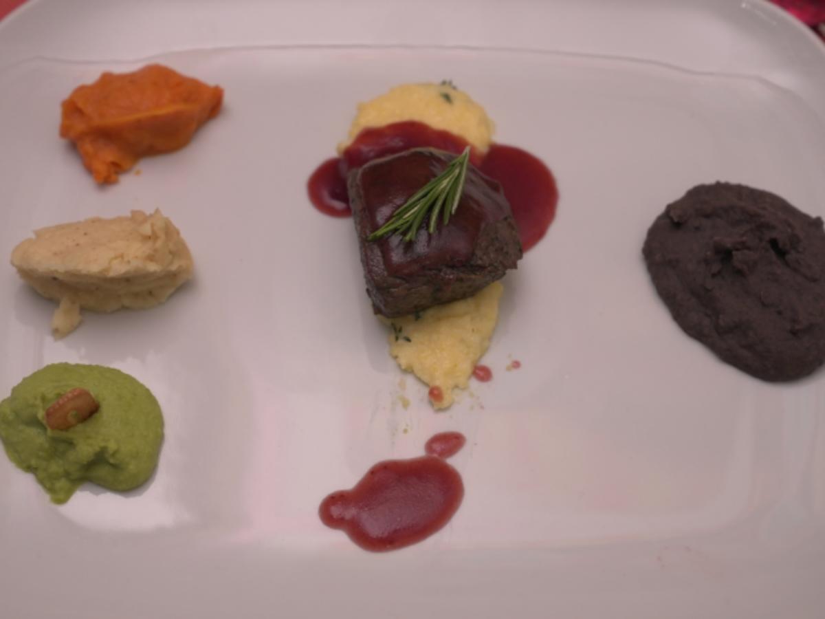 Lammrücken mit Fruchtsauce, Polenta-Creme und Süßkartoffel - Rezept - Bild Nr. 2