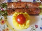 Grüner Spargel mit Leberkäsemantel und Kartoffelstampf - Rezept - Bild Nr. 17080