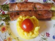 Grüner Spargel mit Leberkäsemantel und Kartoffelstampf - Rezept - Bild Nr. 17080