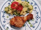 Backhendelkeulen mit Kartoffel-Gurken-Salat - Rezept - Bild Nr. 17090
