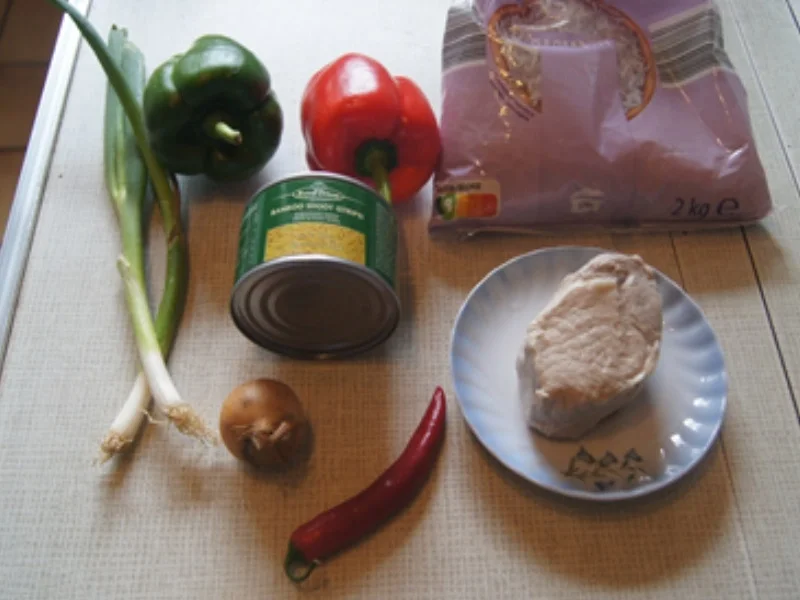 Rezept: Doppeltgegartes Schweinefleisch mit Curry-Reis Bild Nr. 17099 Doppeltgegartes Schweinefleisch mit Curry-Reis - Rezept - Bild Nr. 17099