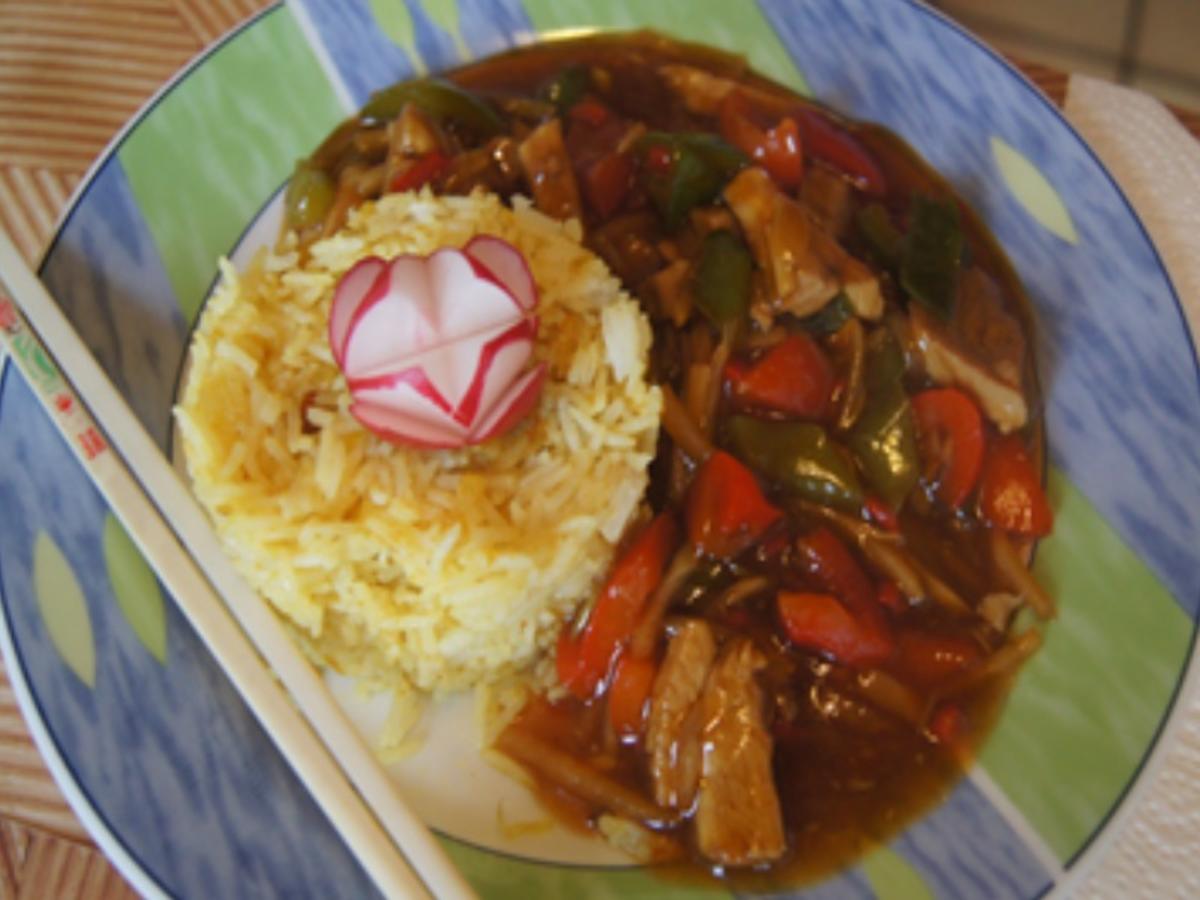 Doppeltgegartes Schweinefleisch mit Curry-Reis - Rezept - Bild Nr. 17113