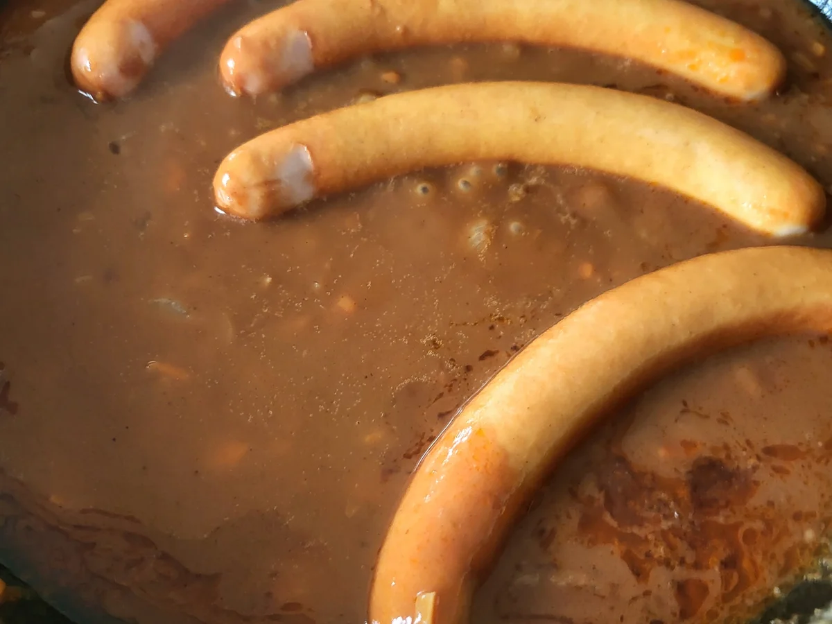 Alblinsen mit Spätzle und Würstchen - Rezept - Bild Nr. 4