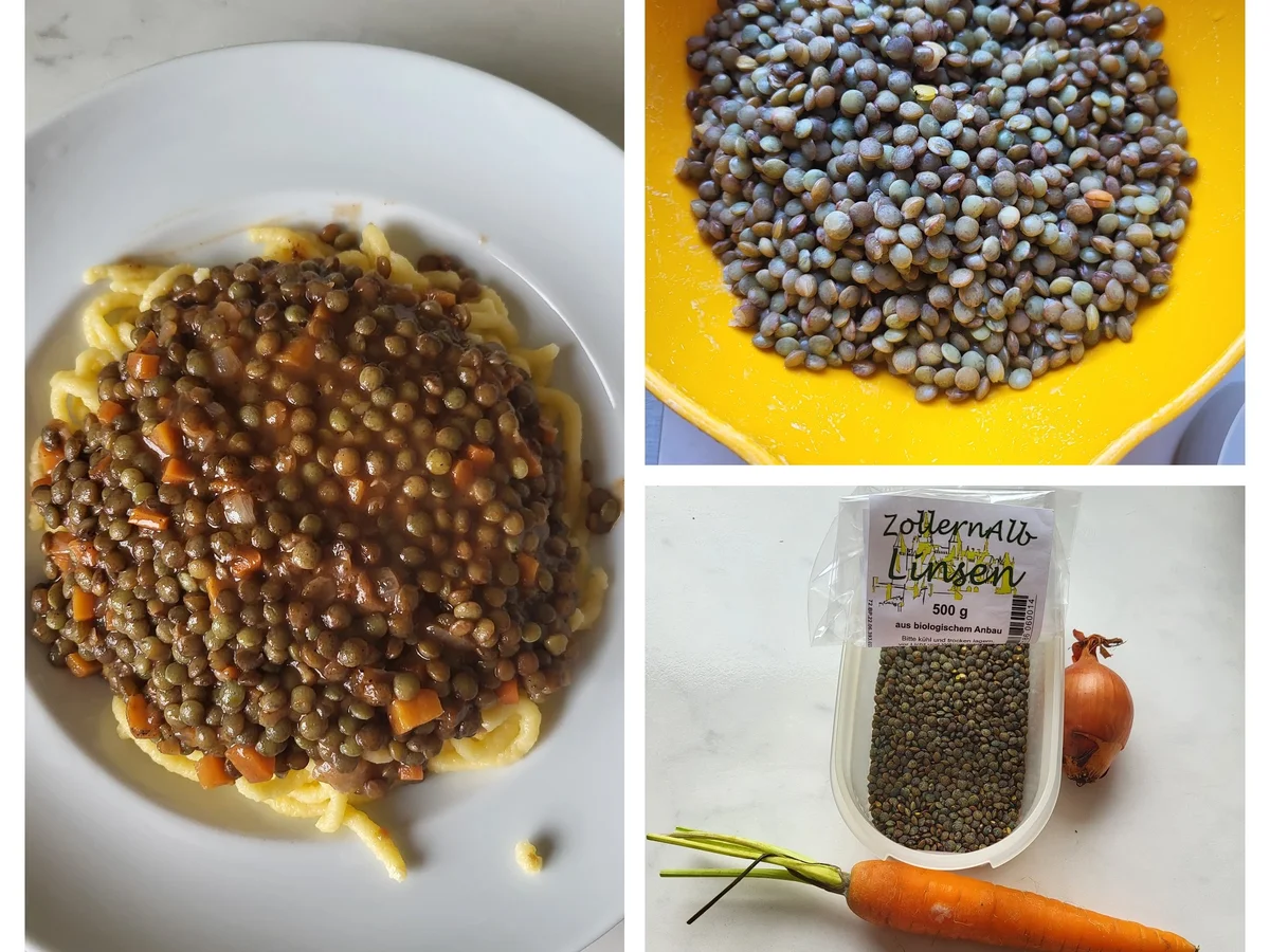 Alblinsen mit Spätzle und Würstchen - Rezept - Bild Nr. 5