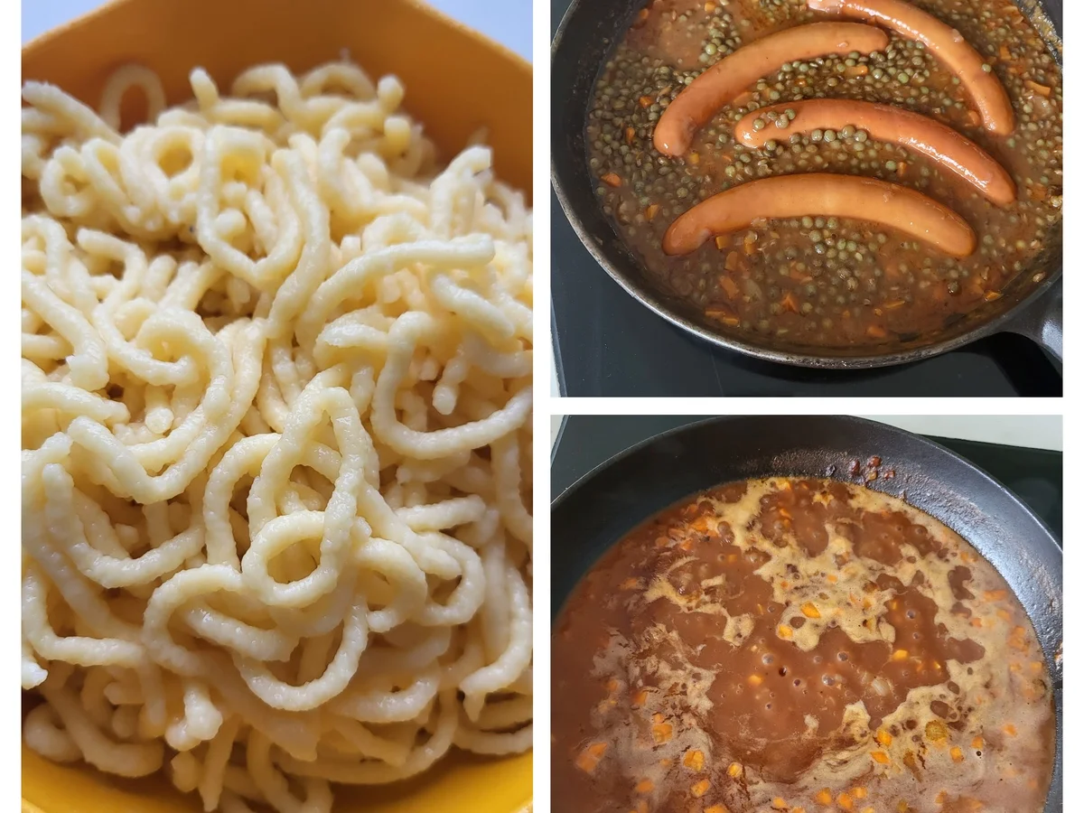 Alblinsen mit Spätzle und Würstchen - Rezept - Bild Nr. 6