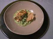 Lachs vom Zedernholz mit Bärlauch-Risotto und Parmesanchip - Rezept - Bild Nr. 2