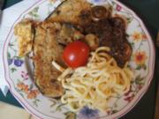 Auberginen-Schnitzel mit Knoblauch-Champignons und Spätzle - Rezept - Bild Nr. 17107