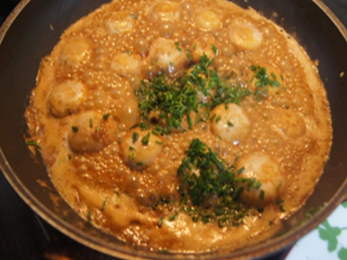 Auberginen-Schnitzel mit Knoblauch-Champignons und Spätzle - Rezept - Bild Nr. 17115