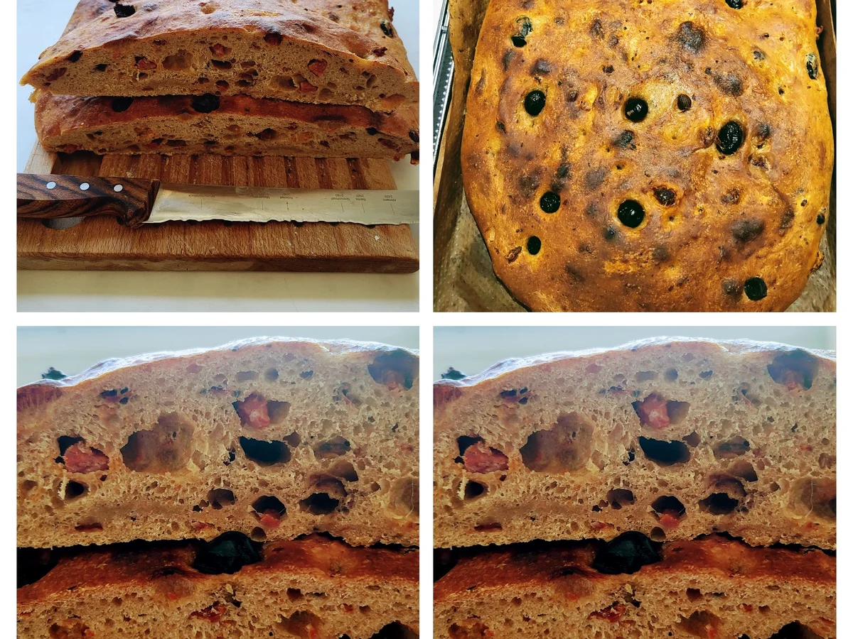 Oliven-Tomaten-Chorizo Foccacia (Sauerteig) - Rezept - Bild Nr. 17127
