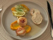 Jakobsmuscheln mit Safran Aioli und Fenchel-Orangensalat - Rezept - Bild Nr. 2