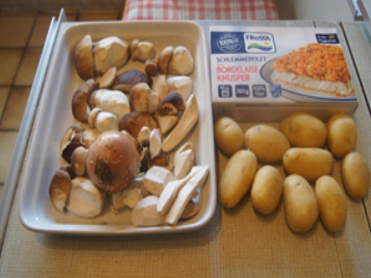 Schlemmerfilet à la Bordelaise mit Rahm-Steinpilzen und Kümmel-Pellkartoffeln - Rezept - Bild Nr. 3