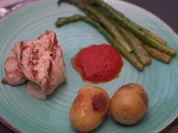 Involtini di Pollo mit Schinken, dazu Drillinge und grüner Spargel - Rezept - Bild Nr. 17143