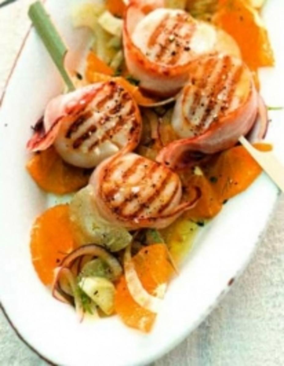 Jacobsmuscheln auf Orangen - Fenchel - Salat - Rezept