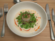 Jakobsmuscheln mit Chorizo-Öl, Erbsenpüree und Beurre blanc - Rezept - Bild Nr. 17146