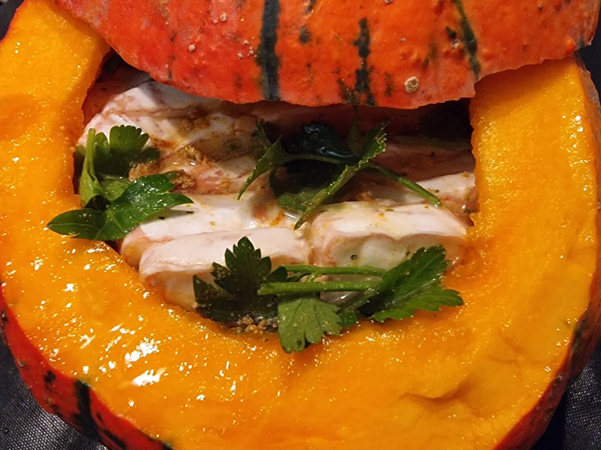 Ofen Kürbis mit Käsefüllung - Rezept - Bild Nr. 17162