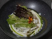 Kohlrabi-Taler mit Kohlrabi-Basilikum-Salat und Basilikum-Kefir-Sauce - Rezept - Bild Nr. 2