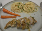 Rezept: Hähnchen mit Parmesan Kruste und Zitronenpasta Bild Nr. 2 Hähnchen mit Parmesan Kruste und Zitronenpasta - Rezept - Bild Nr. 2