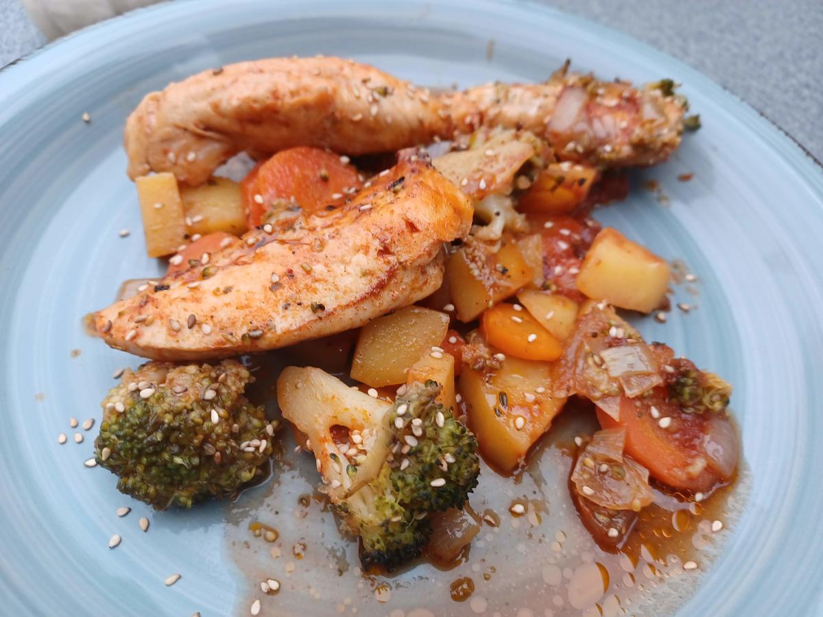 Hähnchen mit Gemüse aus dem Ofen - Rezept - Bild Nr. 13