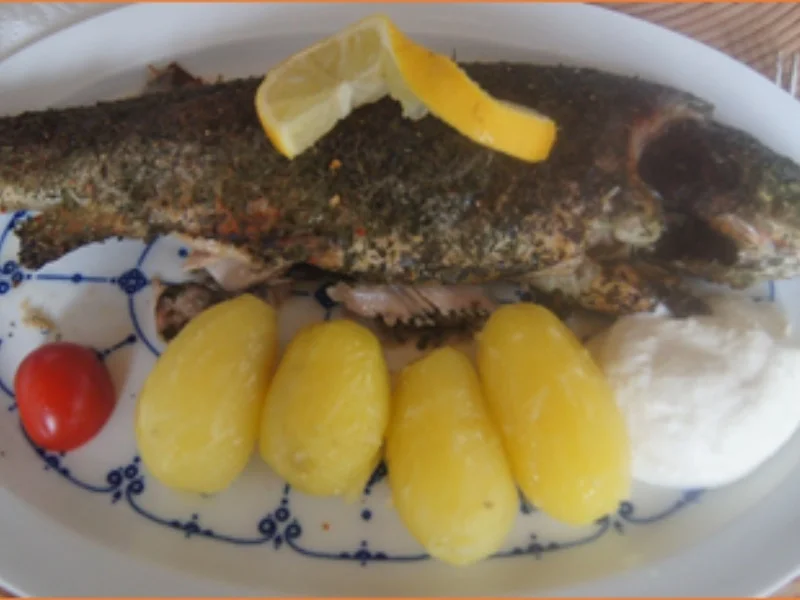 Rezept: Backofen-Forelle mit Sahne-Meerrettich und Salzkartoffeln Bild Nr. 2 Backofen-Forelle mit Sahne-Meerrettich und Salzkartoffeln - Rezept - Bild Nr. 2
