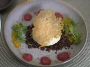 Parmesan Panna Cotta mit Rote Bete-Pesto und getrüffelter Pumpernickel-Erde - Rezept - Bild Nr. 17226