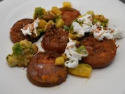 Gebratene Tomaten mit Burrata und Avocado-/Mangovinaigrette - Rezept - Bild Nr. 17228