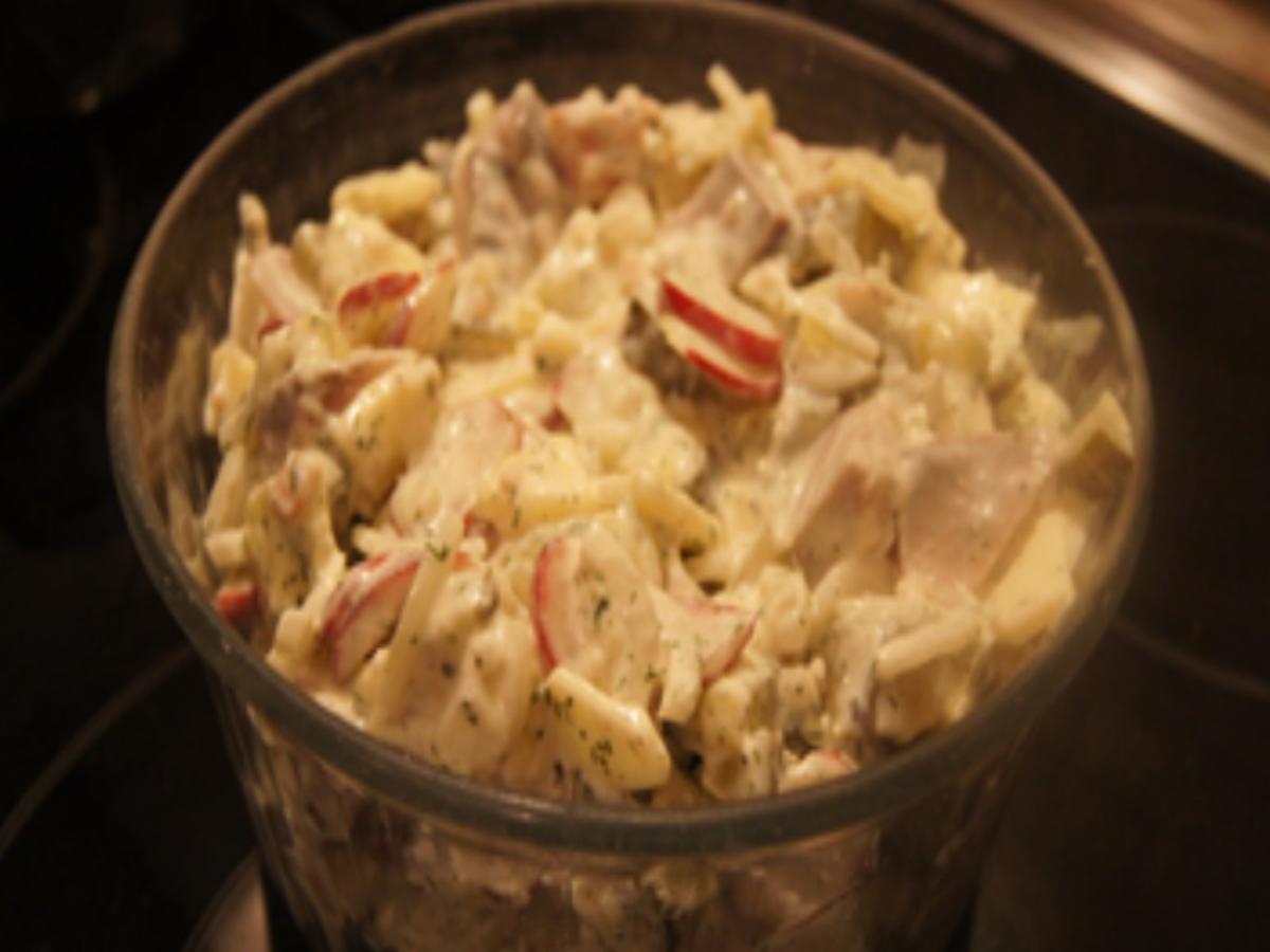 Matjesfiletsalat mit Buschbohnen, Röstzwiebeln und Pellkartoffeln - Rezept - Bild Nr. 13