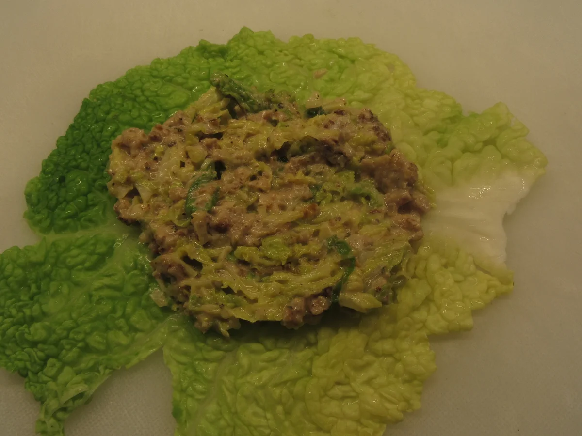 Rezept: Gemüse: Wirsingroulade auf rotem Zwiebelmus Bild Nr. 17250 Gemüse: Wirsingroulade auf rotem Zwiebelmus - Rezept - Bild Nr. 17250