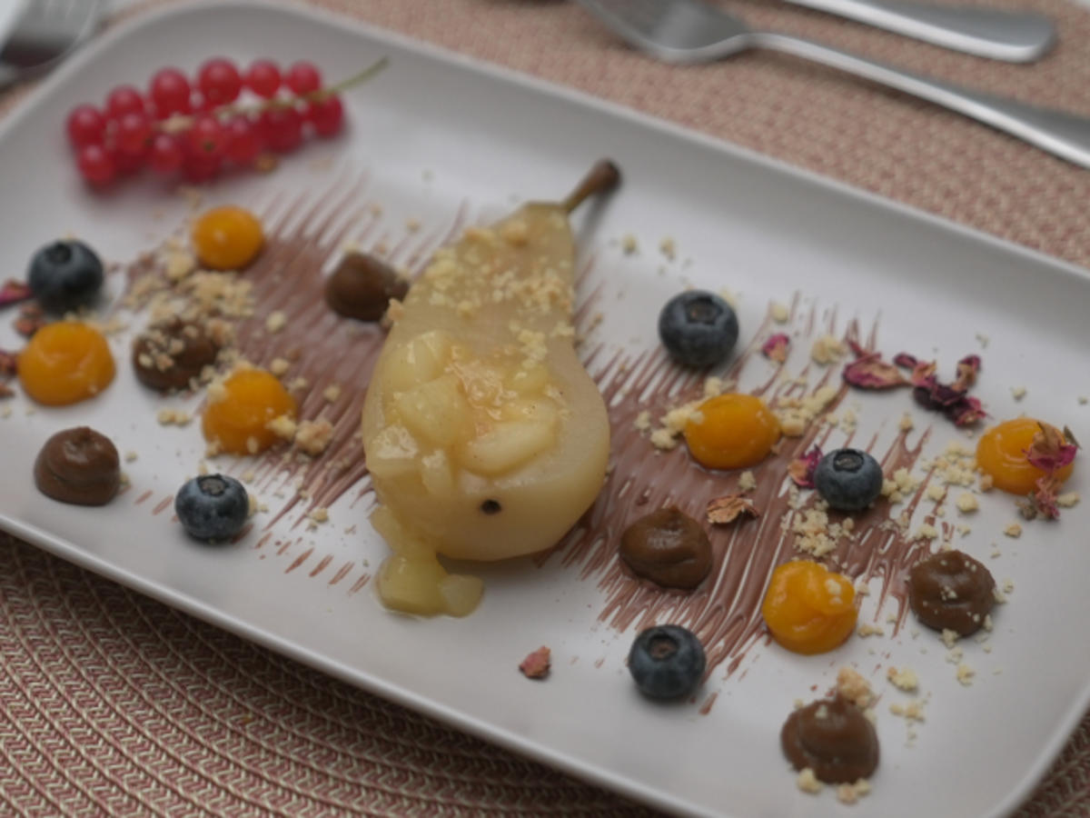 Kürbis-Schokoladen-Creme mit Birne und Beeren - Rezept - Bild Nr. 17262