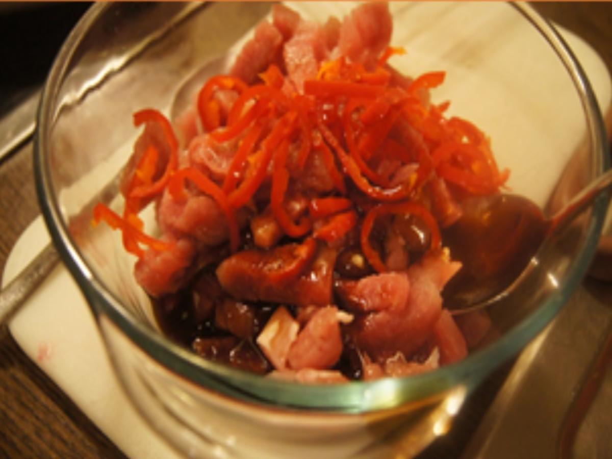 Chili-Schweinefilet mit Gemüse und Basmatireis - Rezept - Bild Nr. 17274