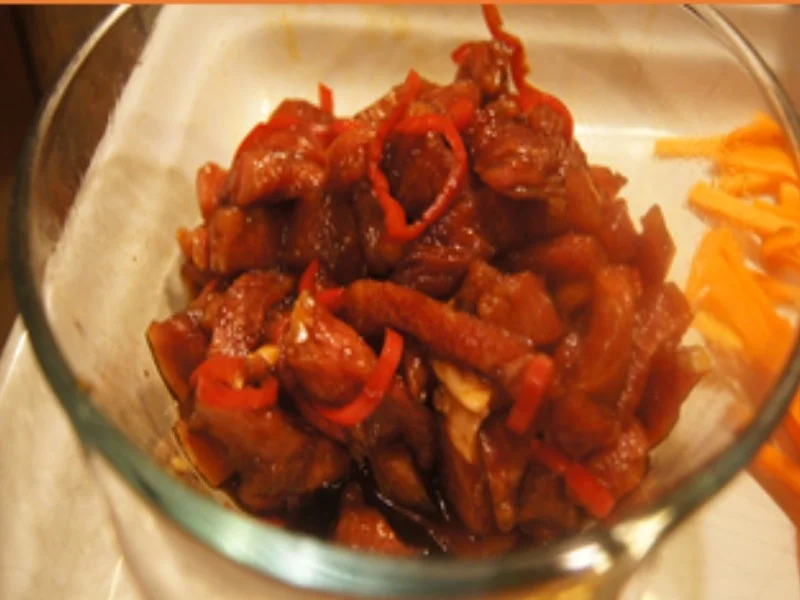 Chili-Schweinefilet mit Gemüse und Basmatireis - Rezept - Bild Nr. 17275