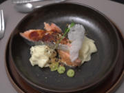 Teriyaki Lachs mit Blumenkohl Espuma und Avocado-Wasabi Creme - Rezept - Bild Nr. 2