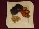 Gratiniertes Entrecote mit gebratenem Grießstrudel und Steckrübengemüse - Rezept