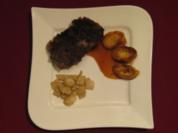 Gratiniertes Entrecote mit gebratenem Grießstrudel und Steckrübengemüse - Rezept