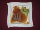 Entenbrust mit Hagebutten-Soße und Kartoffel-Wirsing-Päckchen - Rezept