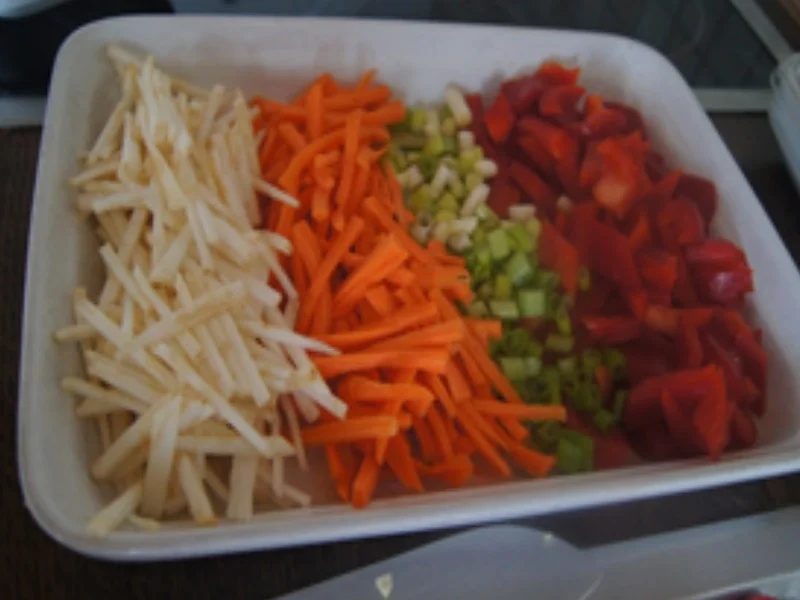 Rezept: Garnelen mit Gemüsemix in Kokosmilch-Mango-Orangen-Ananas-Sauce mit Jasmin-Reis Bild Nr. 17299 Garnelen mit Gemüsemix in Kokosmilch-Mango-Orangen-Ananas-Sauce mit Jasmin-Reis - Rezept - Bild Nr. 17299