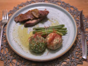 Putenbraten mit zweierlei Knödel und Bohnen - Rezept - Bild Nr. 17310