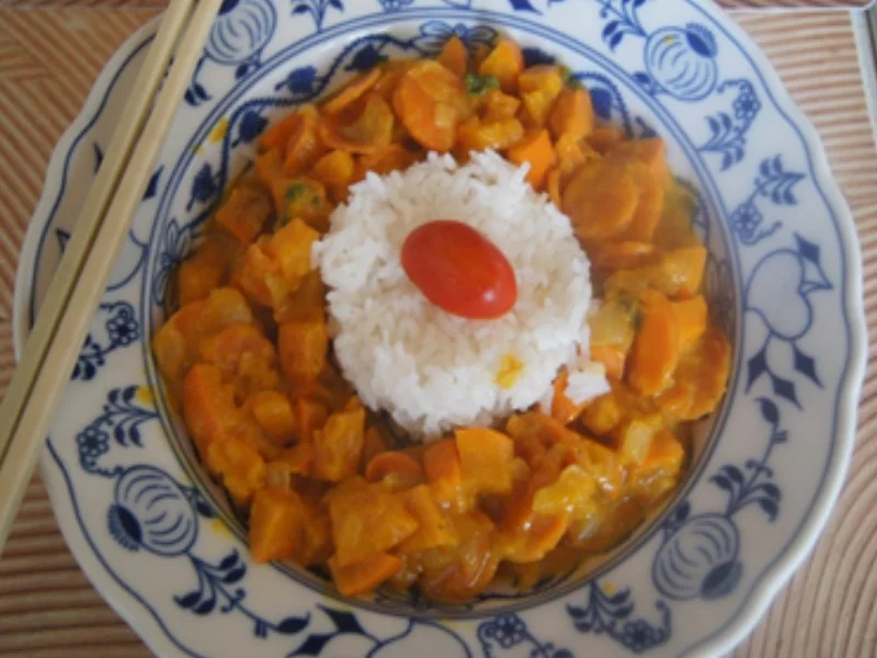 Möhren-Kürbis-Curry mit Basmatireis - Rezept - Bild Nr. 17324