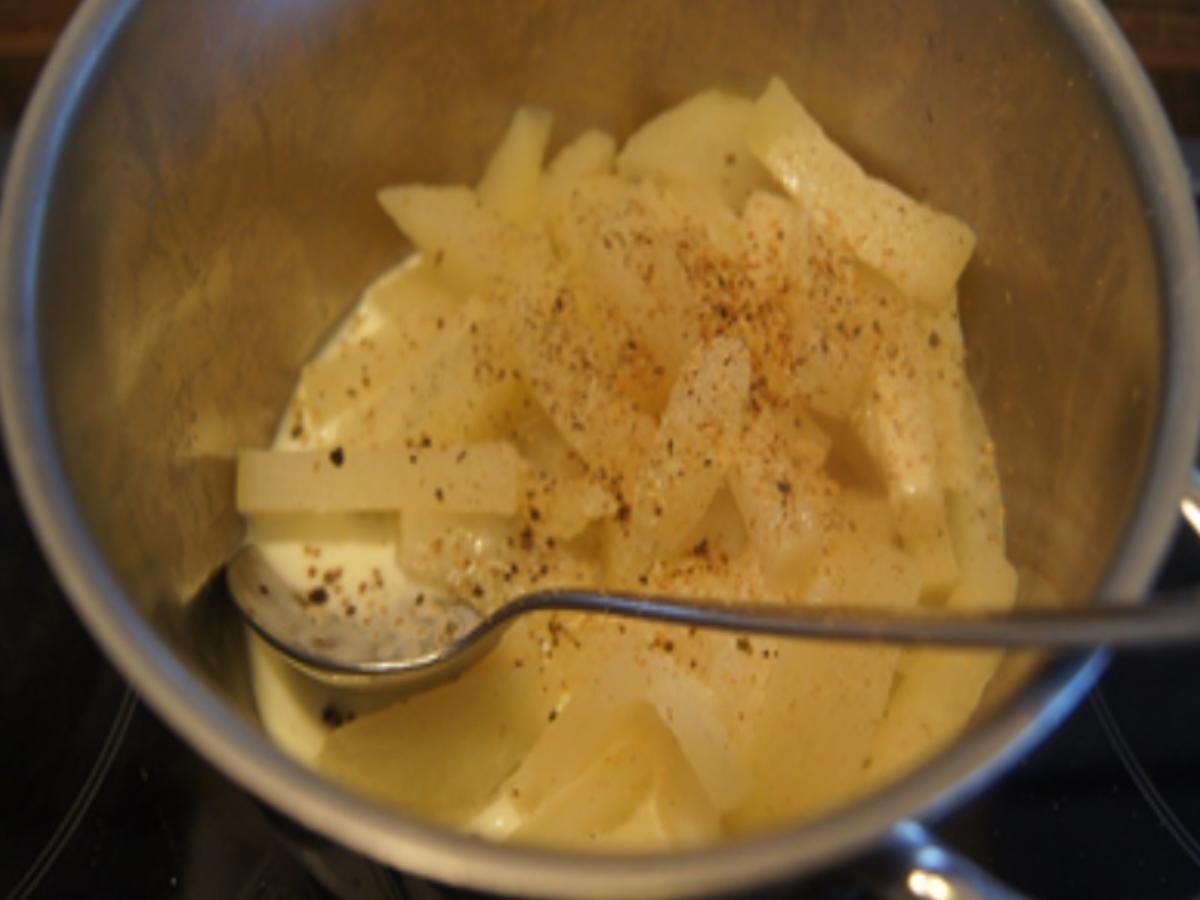 Gebratenes Seelachsfilet mit Rahmkohlrabi und Tomatenreis - Rezept - Bild Nr. 17320