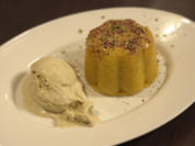 Safran-Reispudding mit Mandeln und Pistazieneis - Rezept - Bild Nr. 17314
