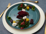 Grünkohlsalat mit Rote Bete-Sorbet und Ziegenkäsecreme - Rezept - Bild Nr. 17314