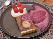 Schoko-Birnen-Tarte mit Kirschsorbet und Mascarponetörtchen - Rezept - Bild Nr. 17323