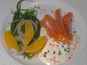 Gebeizte Forelle mit Forellenkaviar und Orangensalat - Rezept - Bild Nr. 2