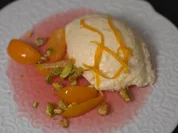 Orangenmousse auf Camparispiegel und gebrannten Pistazien - Rezept - Bild Nr. 17328