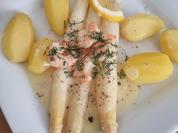 Spargel mit Zitronen-Butter-Sauce und Garnelen - Rezept - Bild Nr. 17328