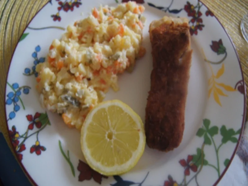 Gebratener Karpfen mit vegetarischen Kartoffelsalat tschechischer Art - Rezept - Bild Nr. 17348